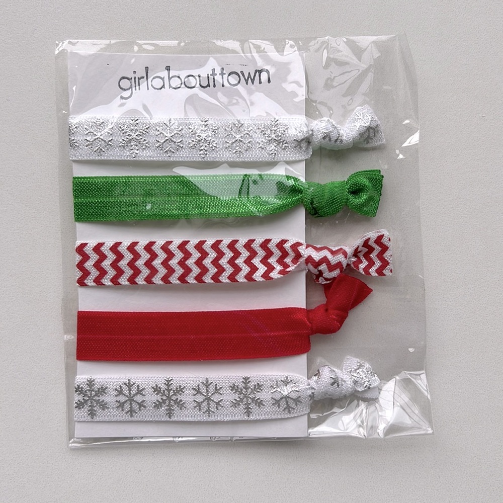 Girl About Town Fold Over Elastic Hairties - Christmas Set